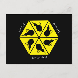 Kiwi Bird & Neuseeland/ Aotearoa Islands (Pizza) Postkarte