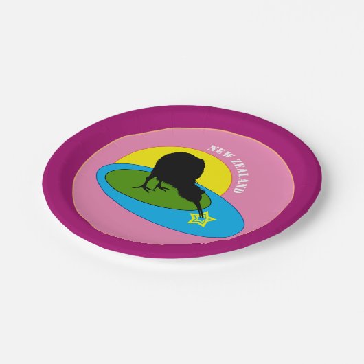 Kiwi Bird & Neuseeland / Party Teller (Schrägansicht)