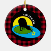 Kiwi Bird & Neuseeland, Red Buffalo Kariert Rustik Keramik Ornament (Hinten)