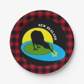 Kiwi Bird & Neuseeland, Red Buffalo Kariert Rustik Pappteller (Vorderseite)