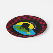 Kiwi Bird & Neuseeland, Red Buffalo Kariert Rustik Pappteller (Schrägansicht)