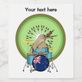 Kiwi Bird Playing Drums Weinetikett (Einzelnes Label)