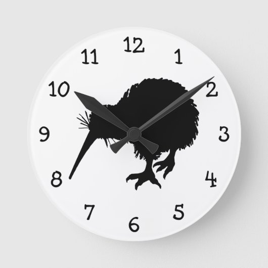 Kiwi Bird Silhouette Runde Wanduhr (Vorderseite)