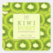 Kiwi-Burst-Reed-Diffuser-Etikett Quadratischer Aufkleber (Vorderseite)