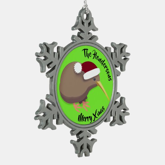Kiwi Christmas Schneeflocken Zinn-Ornament (Links)