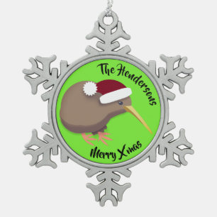 Kiwi Christmas Schneeflocken Zinn-Ornament
