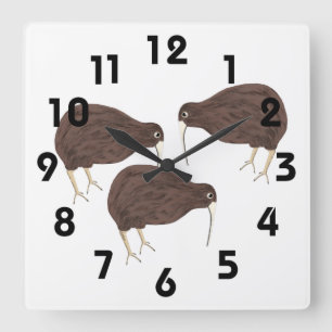 Kiwi Clock Quadratische Wanduhr