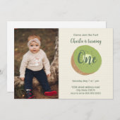 Kiwi Einladung zum ersten Geburtstag Foto (Vorne/Hinten)