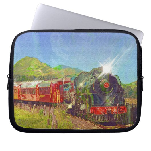 Kiwi Eisenbahn Dampfzug für Züchter Kunst Laptopschutzhülle (Vorderseite)