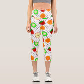 Kiwi Erdbeerapfelfruchtpunkte Capri Leggings (Vorderseite)