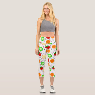 Kiwi Erdbeerapfelfruchtpunkte Capri Leggings