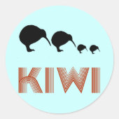 Kiwi Family Retro Neuseeländischer Aufkleber (Vorderseite)