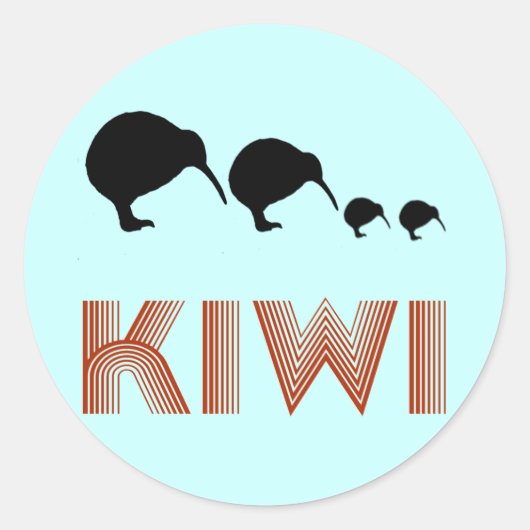 Kiwi Family Retro Neuseeländischer Aufkleber (Vorderseite)