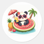 Kiwi Float Panda 🐼 Cute Tropical Beach Sticker (Vorderseite)