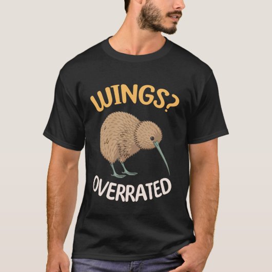 Kiwi-Flügel Überbewerteter Flugunfähiger Vogel Hum T-Shirt (Vorderseite)