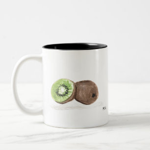 Kiwi Frucht Aquarell Zweifarbige Tasse