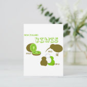 Kiwi Frucht, Birds, People Cartoon Green Postkarte (Stehend Vorderseite)