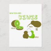 Kiwi Frucht, Birds, People Cartoon Green Postkarte (Vorderseite)