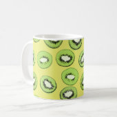Kiwi-Frucht-nahtloses Muster, Hintergrund mit Kiwi Kaffeetasse (Vorderseite Links)