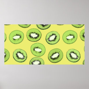 Kiwi-Frucht-nahtloses Muster, Hintergrund mit Kiwi Poster