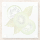 Kiwi, Früchte, grün, Scheibe, frisch, grün und wei Glasuntersetzer (Rückseite)