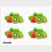 Kiwi-Früchte und Erdbeeren Rechteckiger Aufkleber (Blatt)