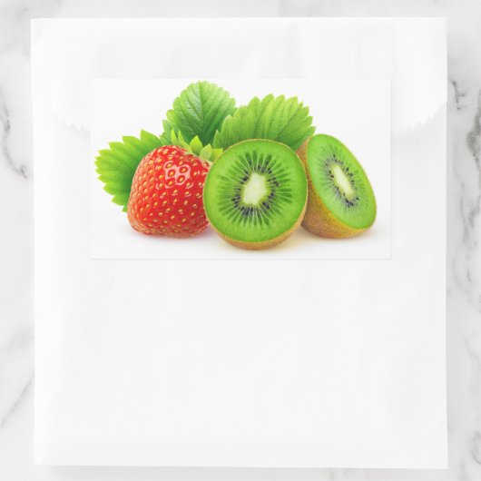 Kiwi-Früchte und Erdbeeren Rechteckiger Aufkleber (Tasche)
