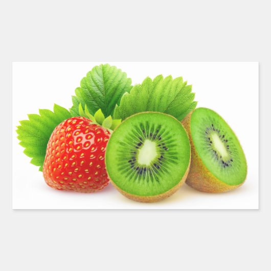 Kiwi-Früchte und Erdbeeren Rechteckiger Aufkleber (Vorderseite)