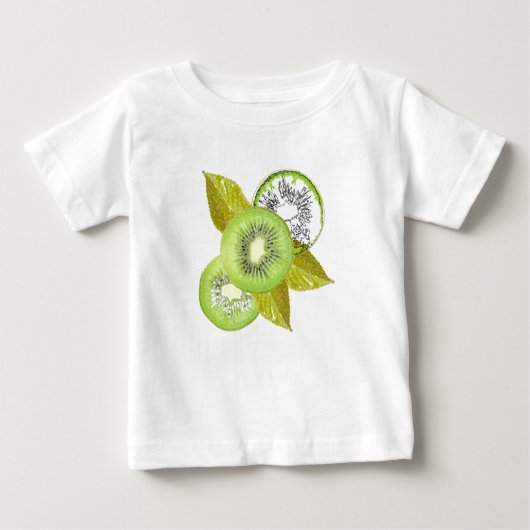 Kiwi, fruchtig, grün und weiß, frisch, saftig, wei baby t-shirt (Vorderseite)