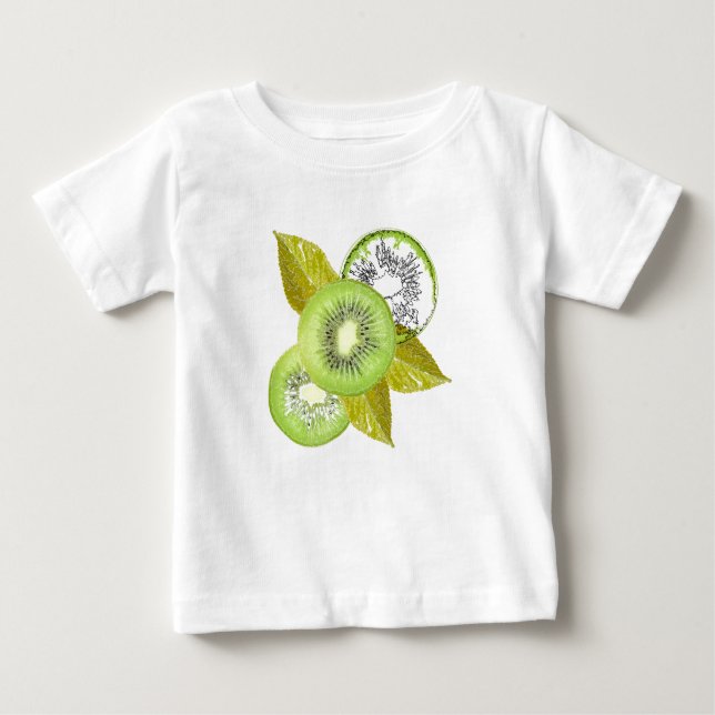 Kiwi, fruchtig, grün und weiß, frisch, saftig, wei baby t-shirt (Vorderseite)