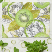 Kiwi, fruchtig, grün und weiß, frisch, saftig, wei geschirrtuch (Gefaltet)