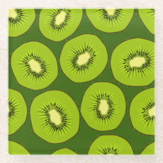 Kiwi Fruchtscheiben: dunkelgrün. Glasuntersetzer