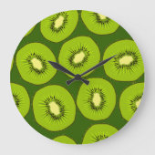 Kiwi Fruchtscheiben: dunkelgrün. Große Wanduhr (Vorderseite)