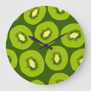 Kiwi Fruchtscheiben: dunkelgrün. Große Wanduhr