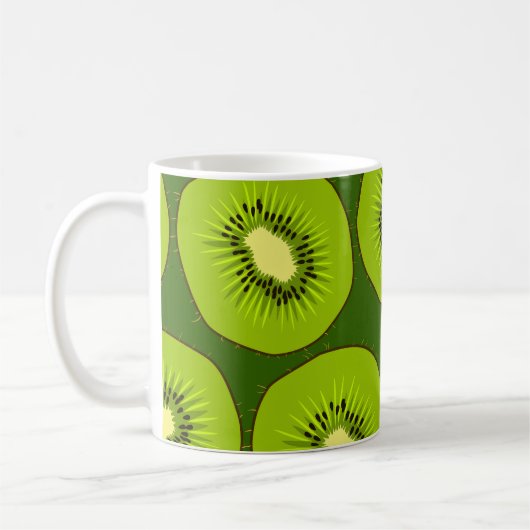 Kiwi Fruchtscheiben: dunkelgrün. Kaffeetasse (Links)