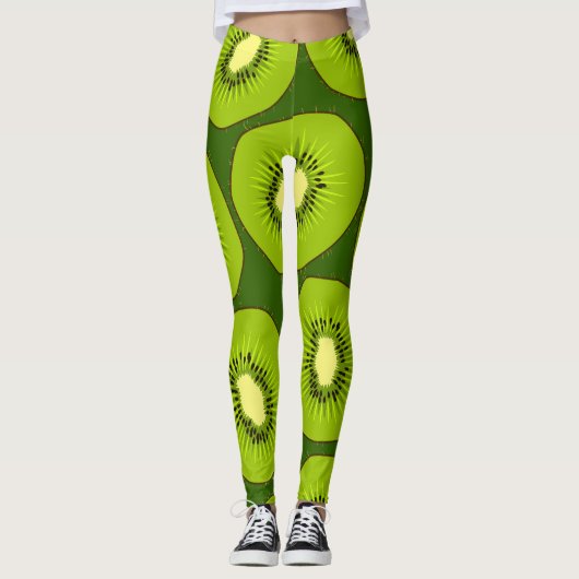 Kiwi Fruchtscheiben: dunkelgrün. Leggings (Vorderseite)