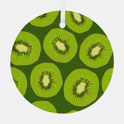 Kiwi Fruchtscheiben: dunkelgrün. Ornament Aus Glas (Rückseite)