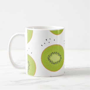 Kiwi Fruchtscheiben, nahtlose Abbildung. Kaffeetasse