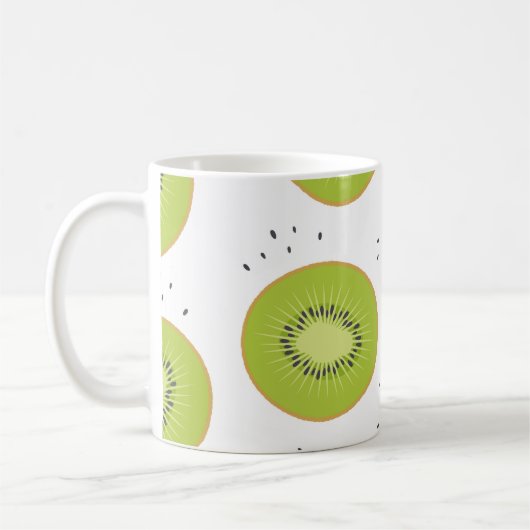 Kiwi Fruchtscheiben, nahtlose Abbildung. Kaffeetasse (Links)