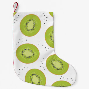 Kiwi Fruchtscheiben, nahtlose Abbildung. Kleiner Weihnachtsstrumpf