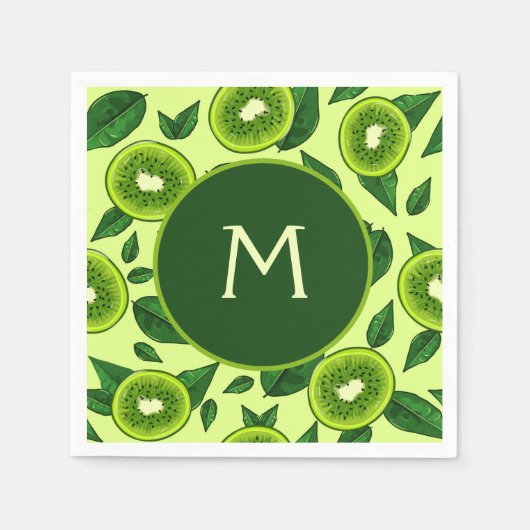 Kiwi Fruit Botanical Green Summer Fun Serviette (Vorderseite)