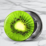 Kiwi Fruit Button<br><div class="desc">Ein Gemälde eines Kiwi-Obstschnitzes in seinem verschwommenen grünen Glanz.</div>