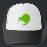 Kiwi Green Bird Truckerkappe<br><div class="desc">Grüne Kiwi-Silhouette vor weißem Hintergrund. Wenn Sie Text in derselben Farbe hinzufügen möchten,  verwenden Sie 66cc00 für den Code.</div>