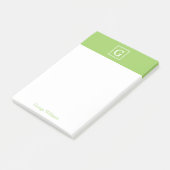 Kiwi Green Gerahmt Monogram Personalisiert Post-it Klebezettel (angewinkelt)