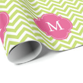 Kiwi-Grün u. Fuschia Zickzack-Muster-Monogramm Geschenkpapier (Rolleneckpunkt)