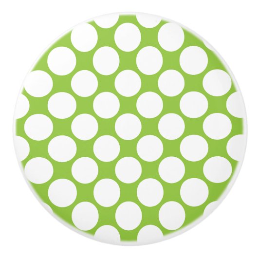 Kiwi, grün und weiß Polka dot Keramik Knob Keramikknauf (Vorderseite)