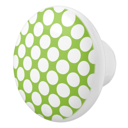 Kiwi, grün und weiß Polka dot Keramik Knob Keramikknauf (Rechts)