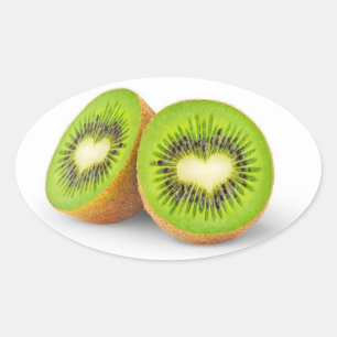 Kiwi Herz Ovaler Aufkleber