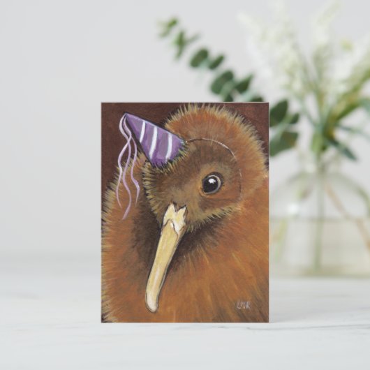 Kiwi in einem Party Hat - Vogel Art Postkarten (Stehend Vorderseite)