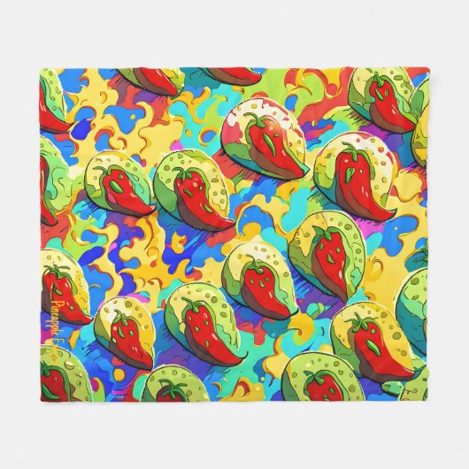 Kiwi Inferno - Ananas-Reich Fleecedecke (Vorderseite (Horizontal))